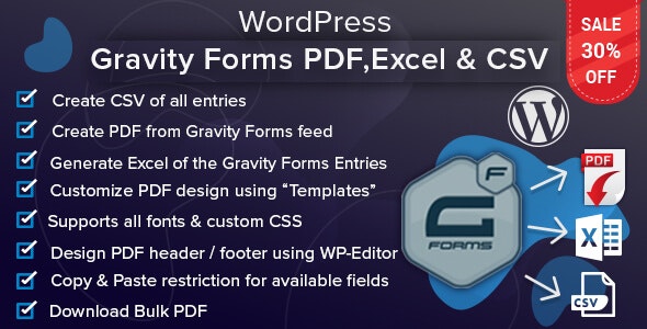 WordPress Gravity Forms PDF, Excel & CSV