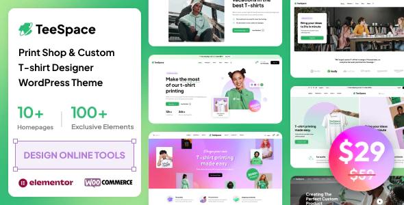 TeeSpace Theme - Print Custom T-shirt Designer WordPress theme